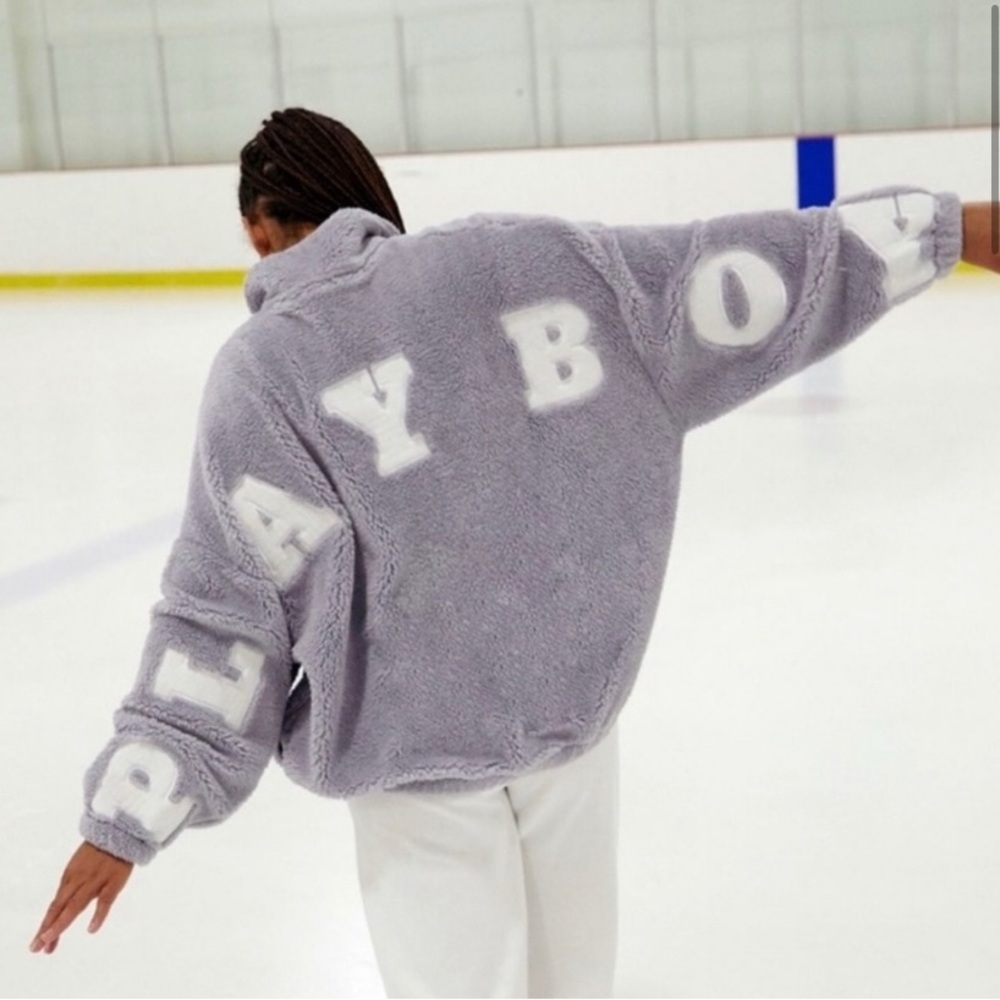 Purple Playboy fleece sherpa jacket